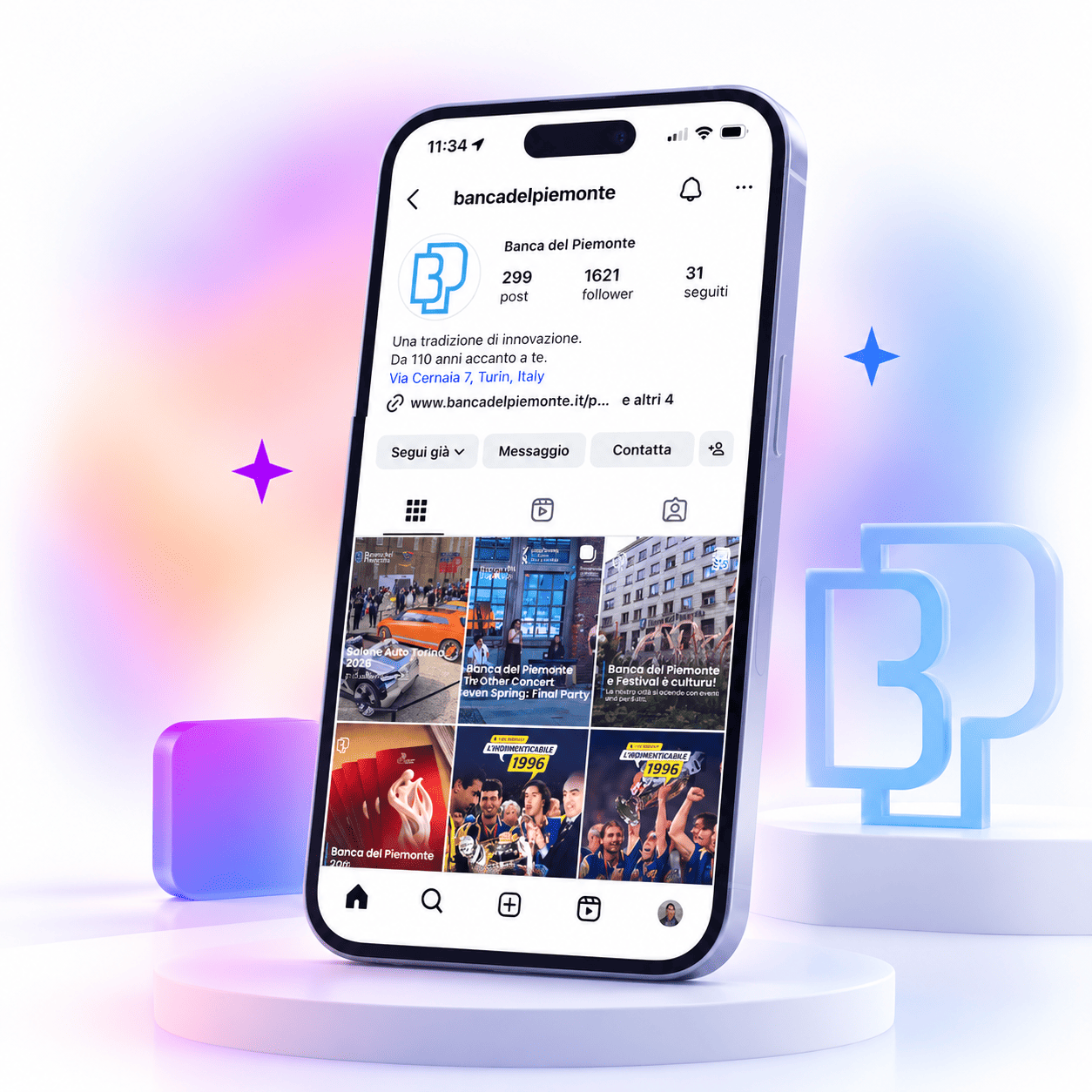 Profilo Instagram Banca del Piemonte in 3D (1)